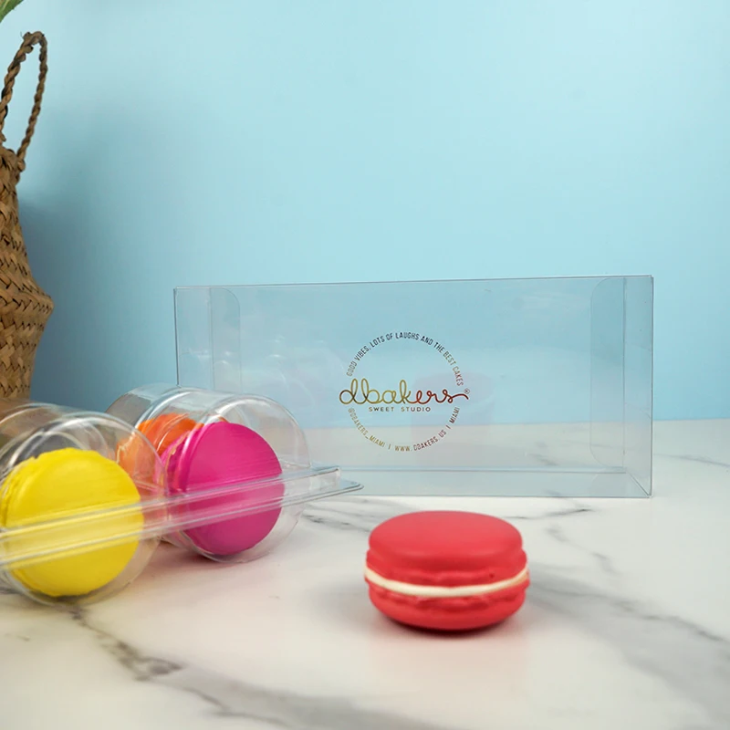 Customized 24 Macarons Cookie Blister Clamshell Tray Packaging with PET Clear Plastic Macaron Storage Containers