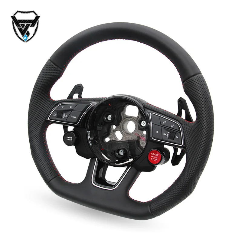 For Audi A4 2008-2023 leather black steering wheel modification  knob zc-A4-P8