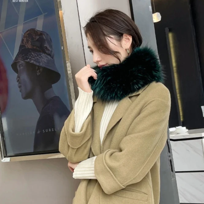 Wholesale Real Fox Fur Headband Winter Women Silver Fox Fur Scarf Knitted Soft Fluffy Fur Collar Neckerchief