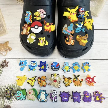 Wholesale Cartoon Pokemoned croc charms anime custom Slipper charms for croc shoes kids gift shoe lace decorations