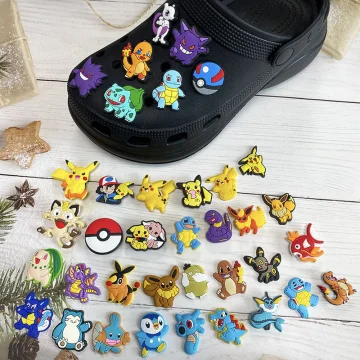 Wholesale Cartoon Pokemoned croc charms anime custom Slipper charms for croc shoes kids gift shoe lace decorations