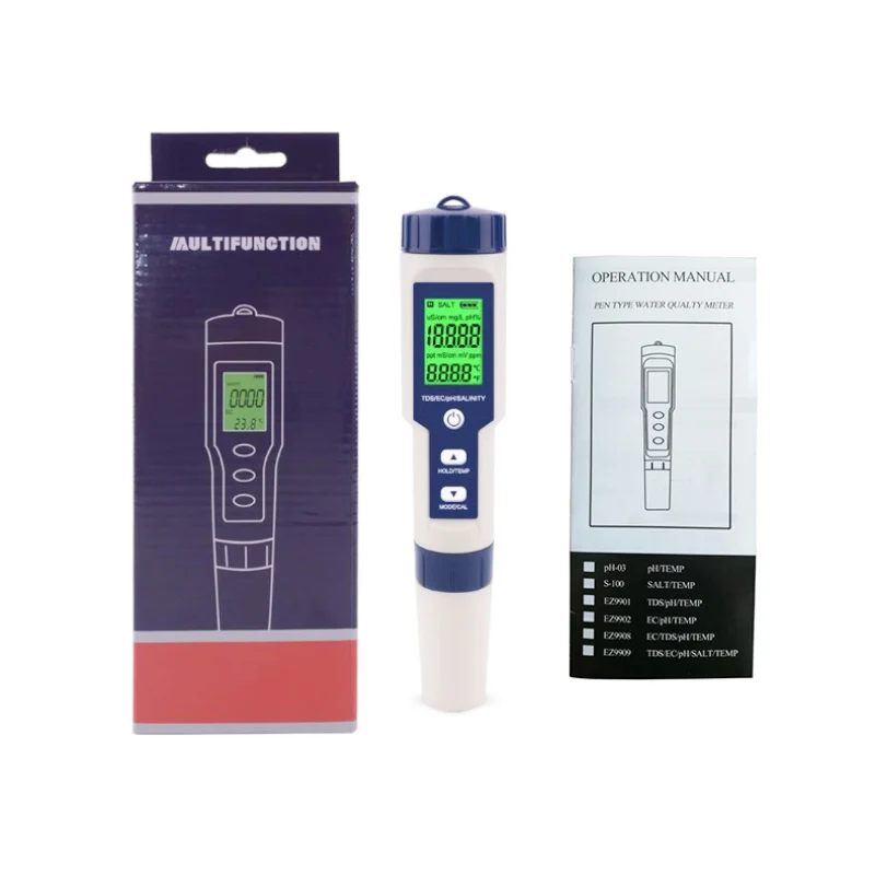  Высококачественный измеритель TDS/EC/PH/солености/температуры 5 в 1 цифровой тестер качества