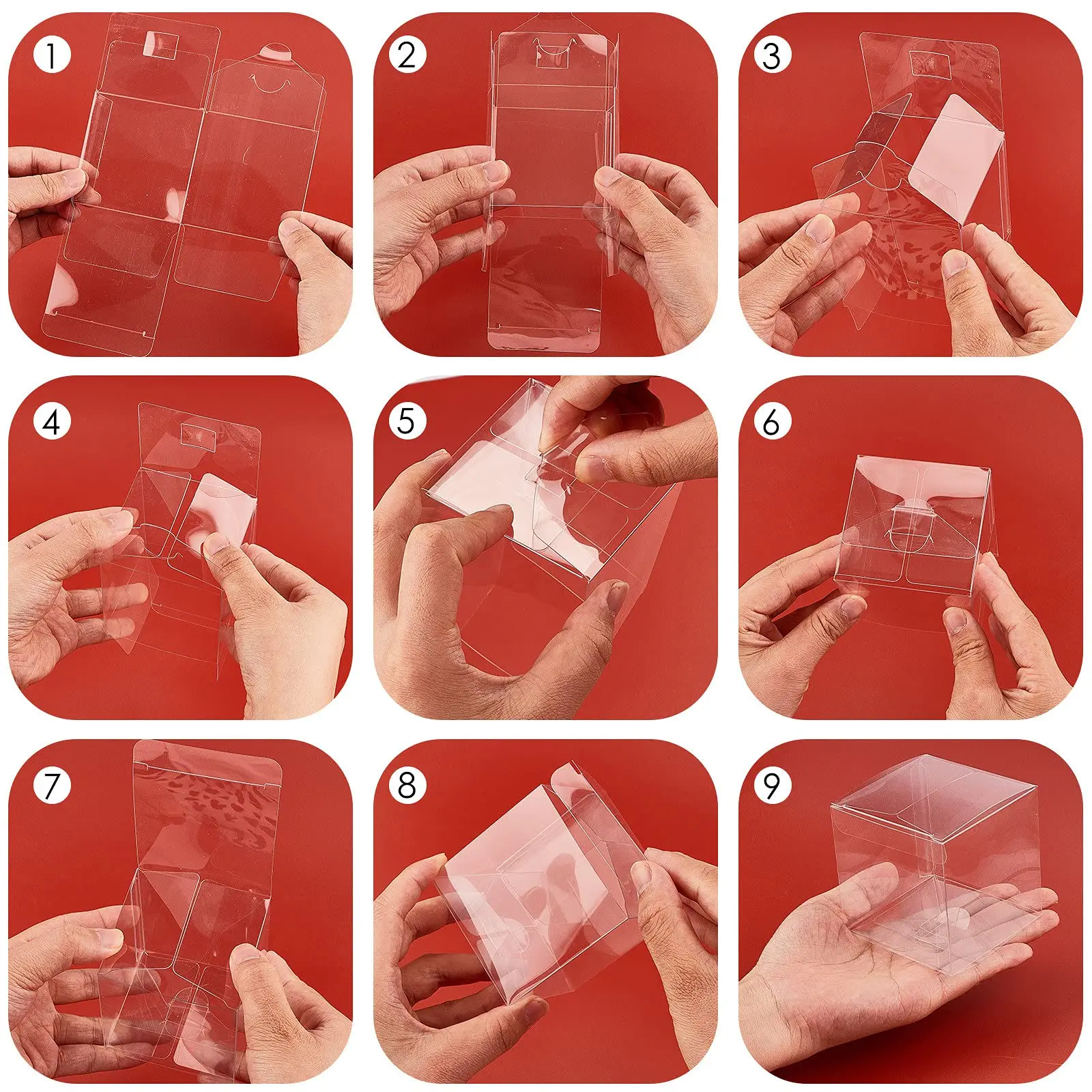 Custom Mini Folding Plastic Waterproof Tool Box Blank  Packaging Box Transparent Pet Clear Pvc Box for Candy