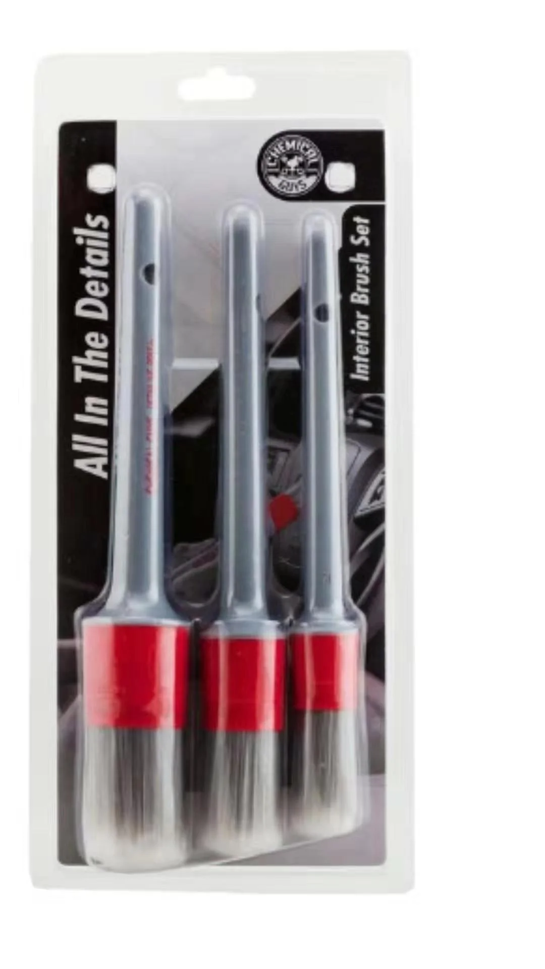 pack 5 piece car rim wheel detailing brush kit for interior and outer use