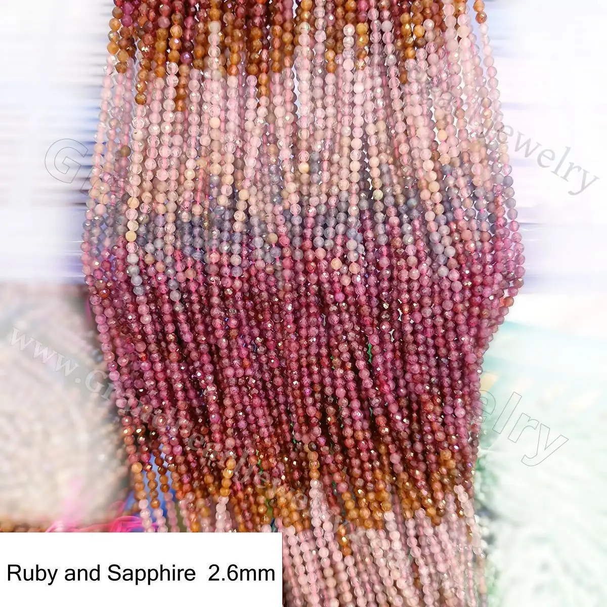 
Faceted Gemstone Round Beads _ Ruby and Sapphire - 2.6mm 