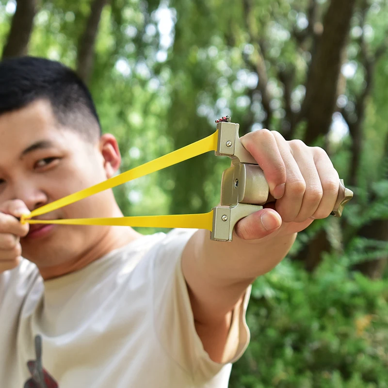 Powerful Alloy Slingshot With Upgraded No-Tie Leather Band Outdoor Adult Hunting & Competitive Shooting Product