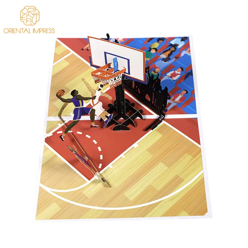 3D Pop Up Basketball Court Sports Greeting Card Birthday Card for Boyfriend