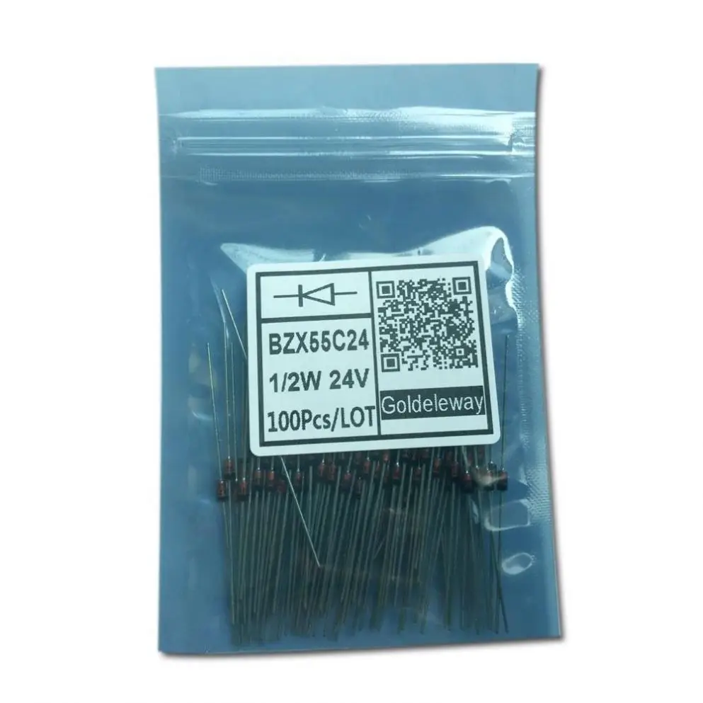 Zener диод-изобретение Zener диоды BZ55C24 1/2W 24V Один 6% 500mW автомобильный 2-контактный транзистор d2058