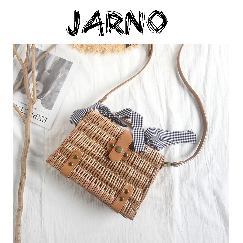 
 Пляжные плетеные сумочки ручной работы, соломенная бамбуковая сумка на плечо, плетеная Ретро сумка-тоут из ротанга с листьями  