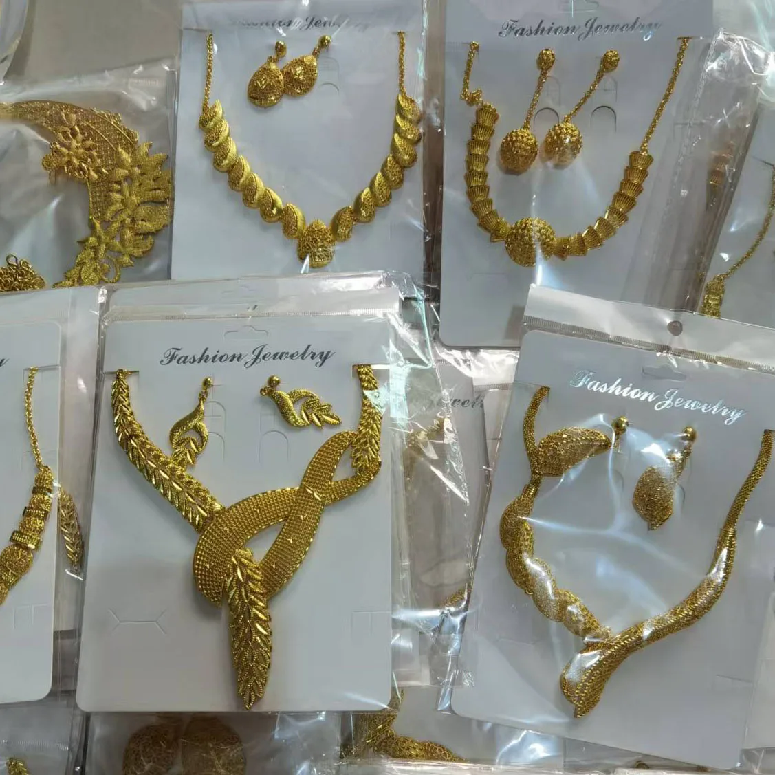 yellow gold saudi arabic jewelry set indian golden necklace earring set tarnish free discount yiwu jewelry
