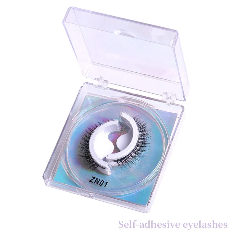 Glue Free Custom Wholesale Mink Cruelty Free Vegan Strip Silk Magnetic Eyelash No Glue Natural Reusable Self Adhesive Eyelashes