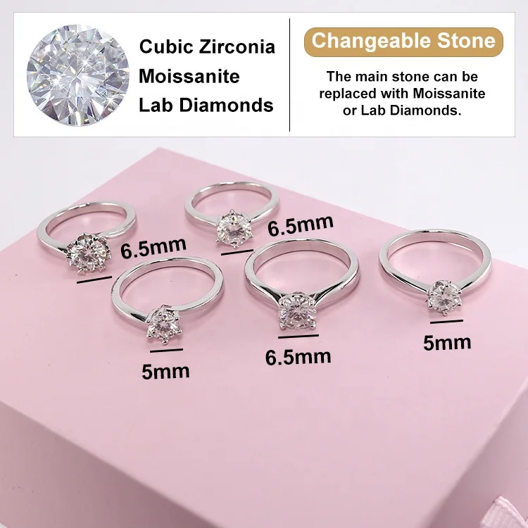  2021 Classic New Trendy Womens CZ Jewelry 925 Sterling Silver Rhodium Wedding Engagement Diamond Solitaire Moissanite