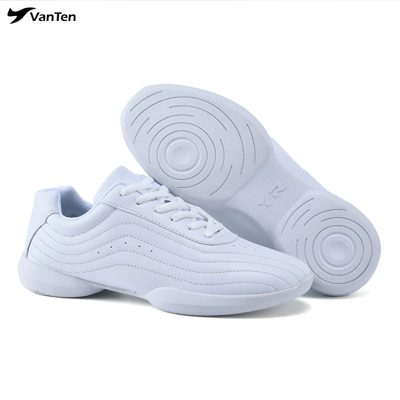 Yingrui Microfiber leather Gym Girls White aerobic shoes Youth cheerleading Training Athletic Comfortable jazz shoes