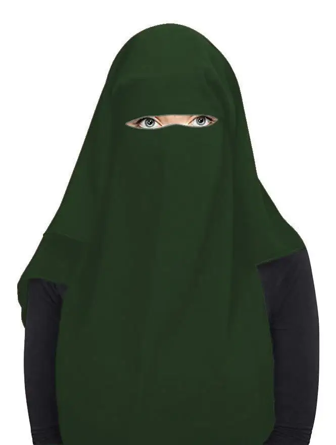 Исламский черный четырёхслойный длинный Niqab Tudung Designs