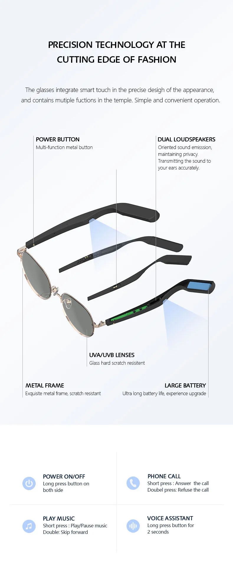 Hot sale factory direct price Smart 2022 Wireless Earphone Shades Audio Blue Tooth Uv 400 Music Polarized Sunglasses