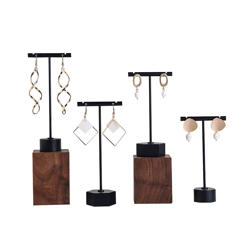 Wholesale modern metal hanging jewelry earrings holder T-bar earrings display stand for jewelry shop