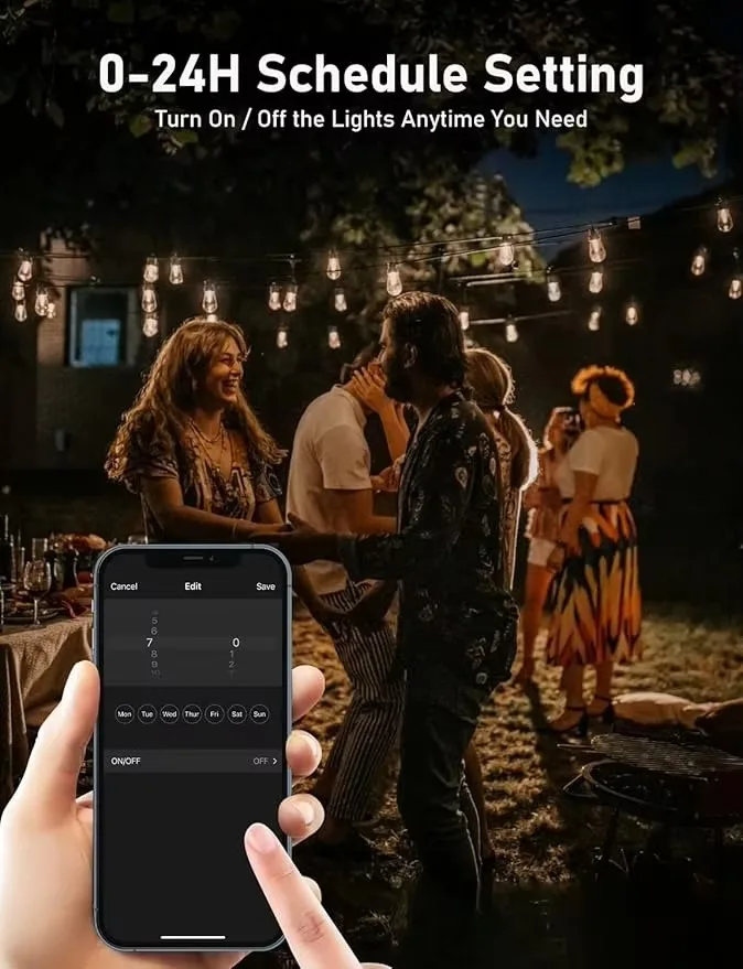 26M 13M Bluetooth Courtyard Light Application Controls 3 Modes of Outdoor Lights With Dimmer S14 Waterproof Bulb