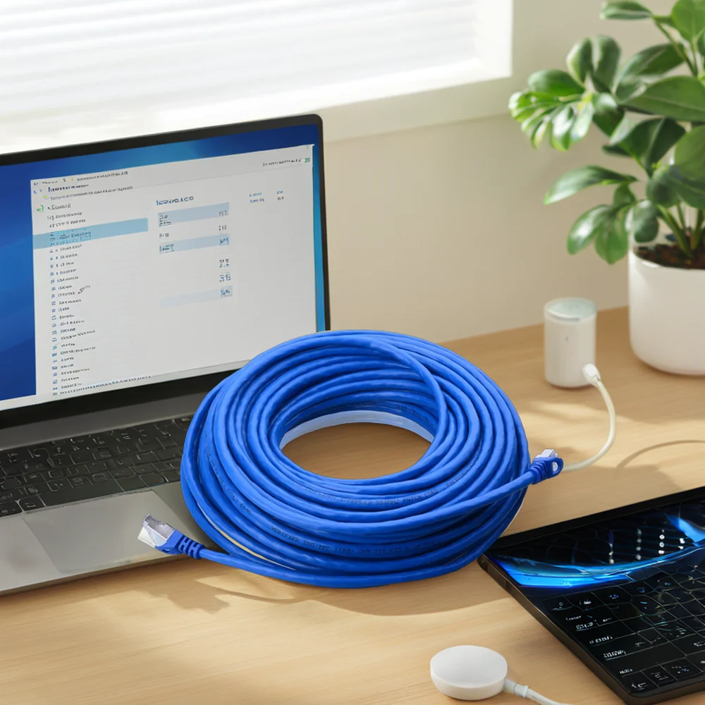 OEM Cat6a SFTP Patch Cord Shielded Twist Pairs Ethernet Cable PVC Jacket Bare Copper Conductor RJ45 Connector 0.3m 5m Options