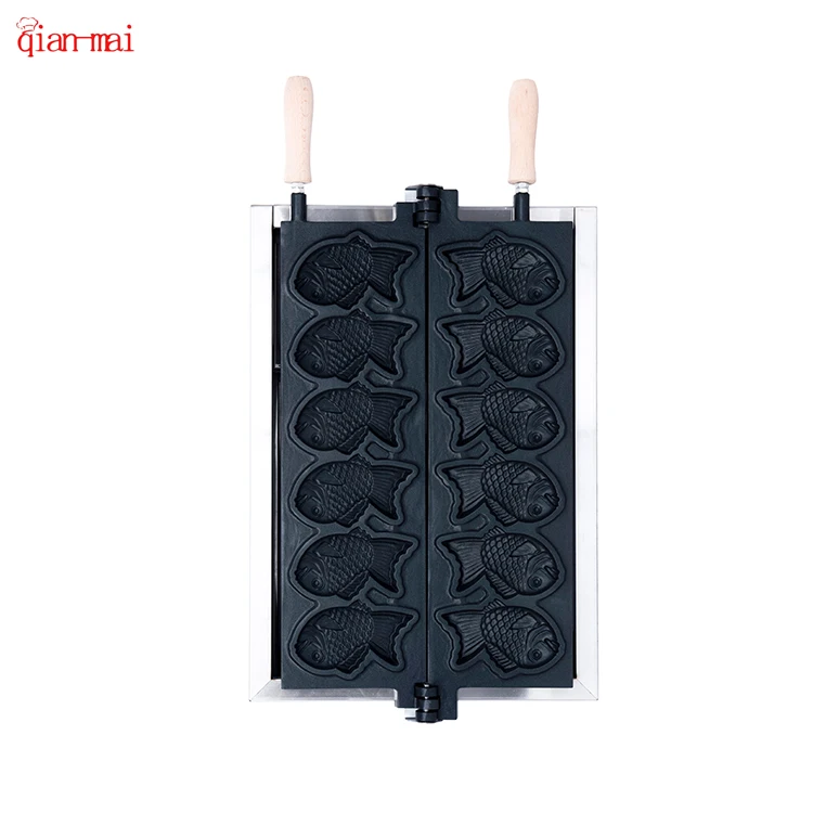 Customized Snack Equipment New 6 Pcs Electric Fish Shaped Taiyaki Waffle Maker Machine Electric Taiyaki Maker Machine