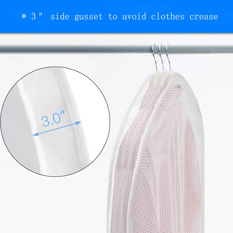 Fashion Suit Garment Bag with Clear Window Vinyl Suit Cover Dust-proof PEVA Garment Bag