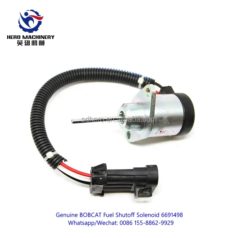 BOBCAT Parts 6691498 6684826 Fuel Shutoff Solenoid for Skid Steer Loaders S130 S150 S160 S175 S18 S185 S205 S450 S510 S530