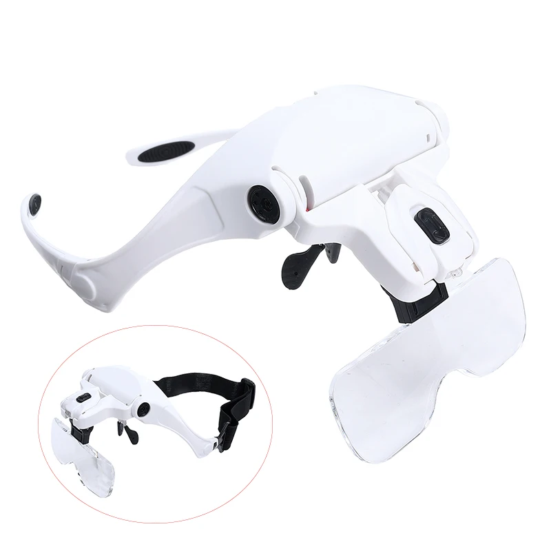 5 Lens Dentist Loupes Dental Magnifier Headband Working Glass Surgical Binocular Head LED Light Helmet Magnifier