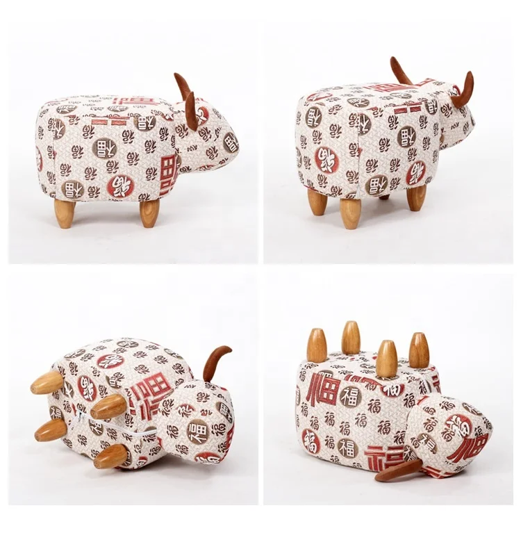 JX Living Room Furniture Seating Wooden Chair Animal Stool Deer Rabbit Cow Sheep Giraffe Animal Step Stool For Kids