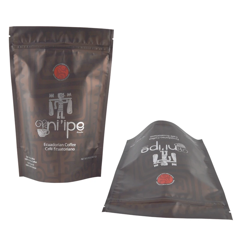 Custom food grade ziplock aluminum foil nuts tea snack food packing bag stand up zipper pouch black coffee bags