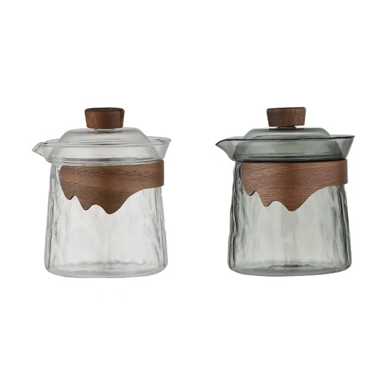 Chinese style  Creative High Borosilicate Glass Teapot with Filter Lid and Wood Grip