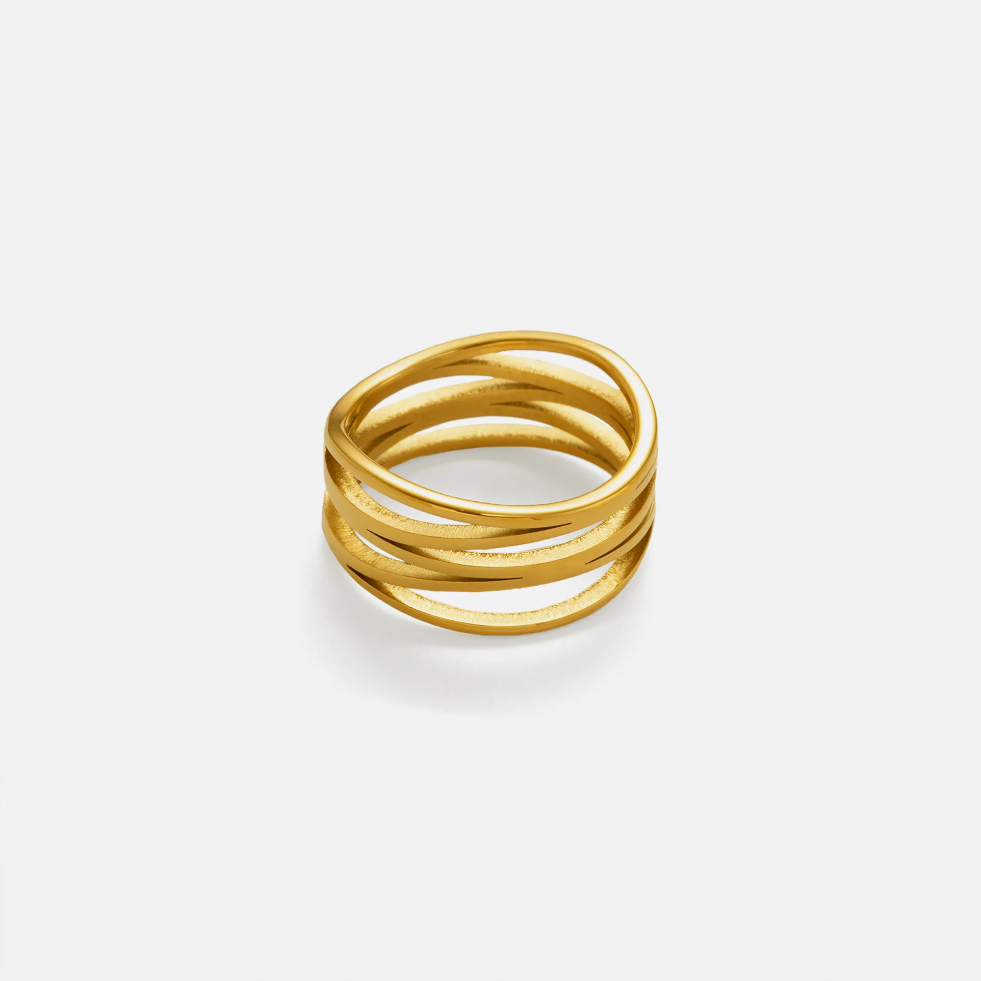 2024 Dazan New HOT INS Trendy 18k PVD Gold Plated Stainless Steel Minimalist Line Unique Designer Ring Luxury Set Women Jewelry