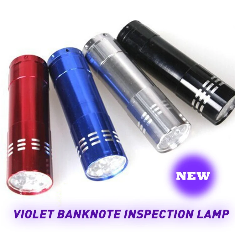 Howlighting 9 LED Violet Torch Mini Aluminium Banknote Checking Torch UV Curing Fluorescent Test Light