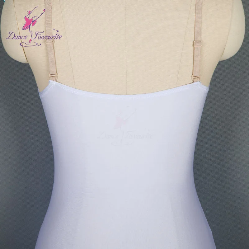 18579 Adult ballet dance basic leotard practice wear white/black spandex leotards with nude V neck