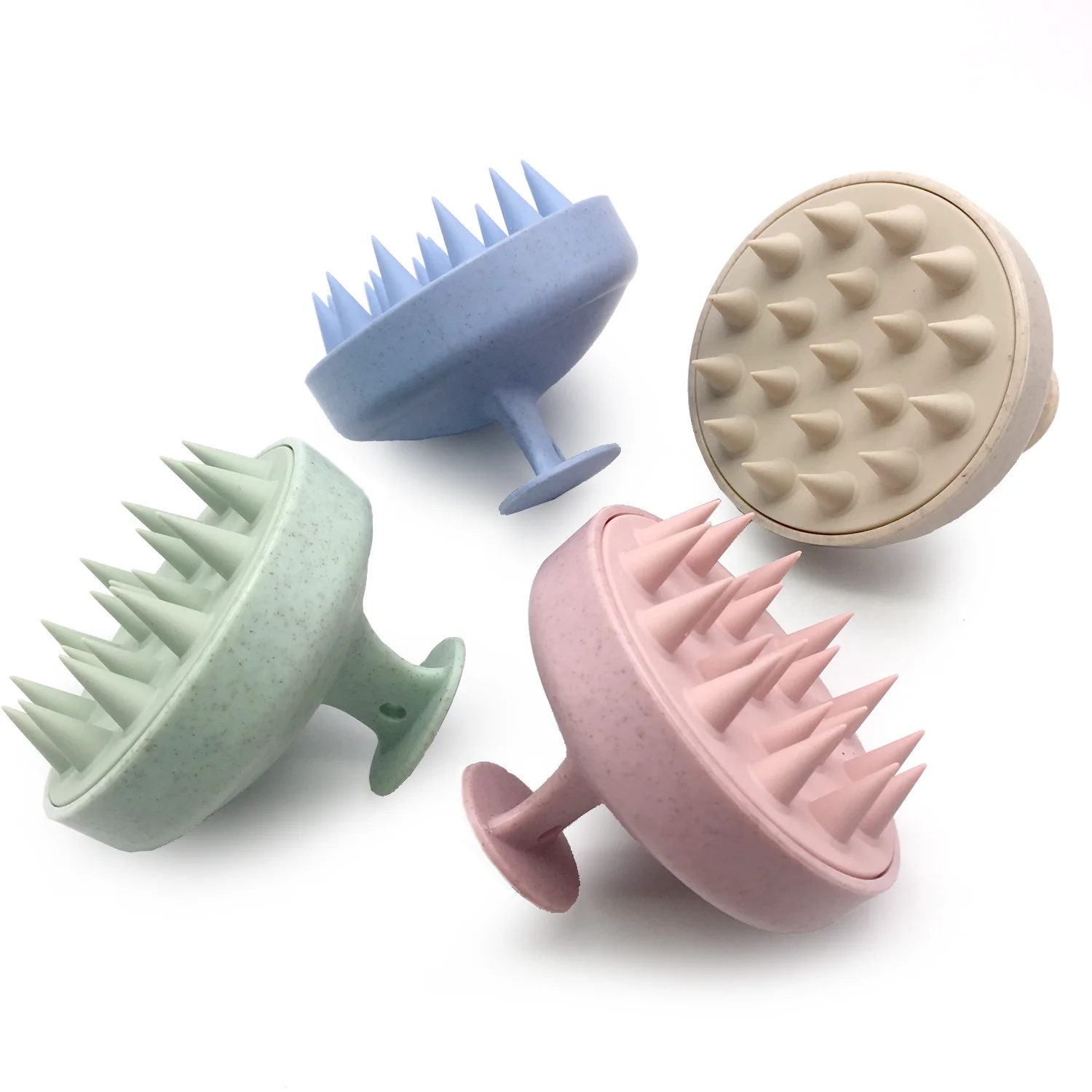 Wholesale Custom Logo Wheat Straw Hair Shampoo Brush Scalp Care With Soft Silicone