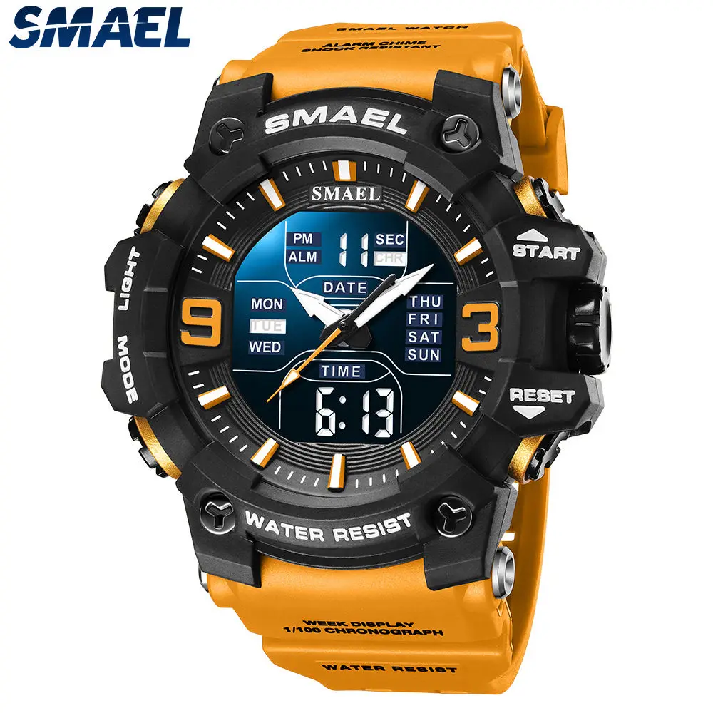 Dual Time Digital Watch for Men Smartwatch Fashion Sport Watches Waterproof Chronograph Electronic Wristwatch Auto Date 8049