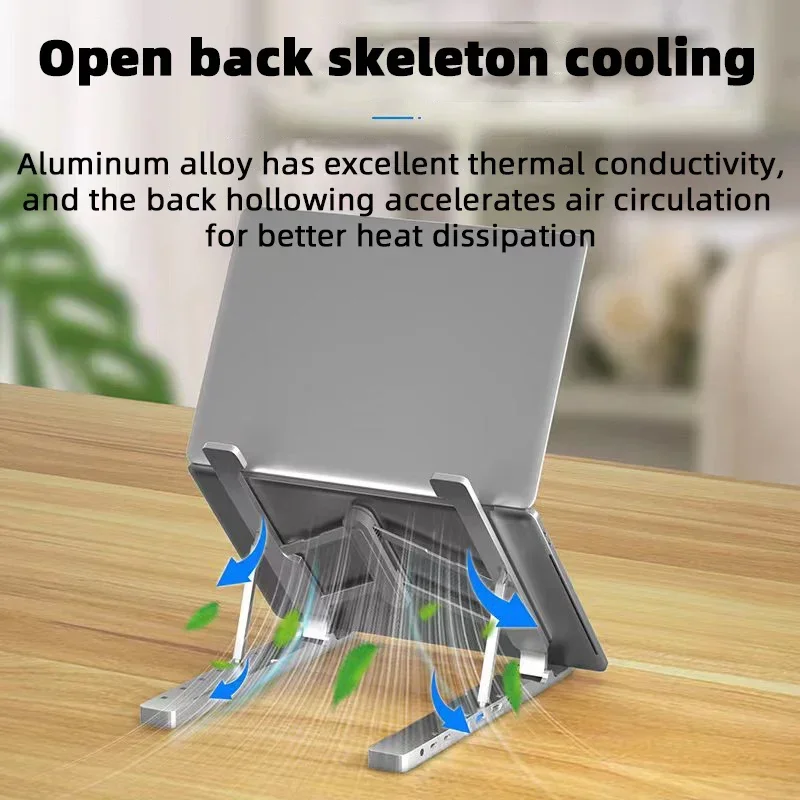 Foldable Laptop Stand Aluminum Notebook Riser Desktop Laptop Stand with USB Hub for MacBook Dell