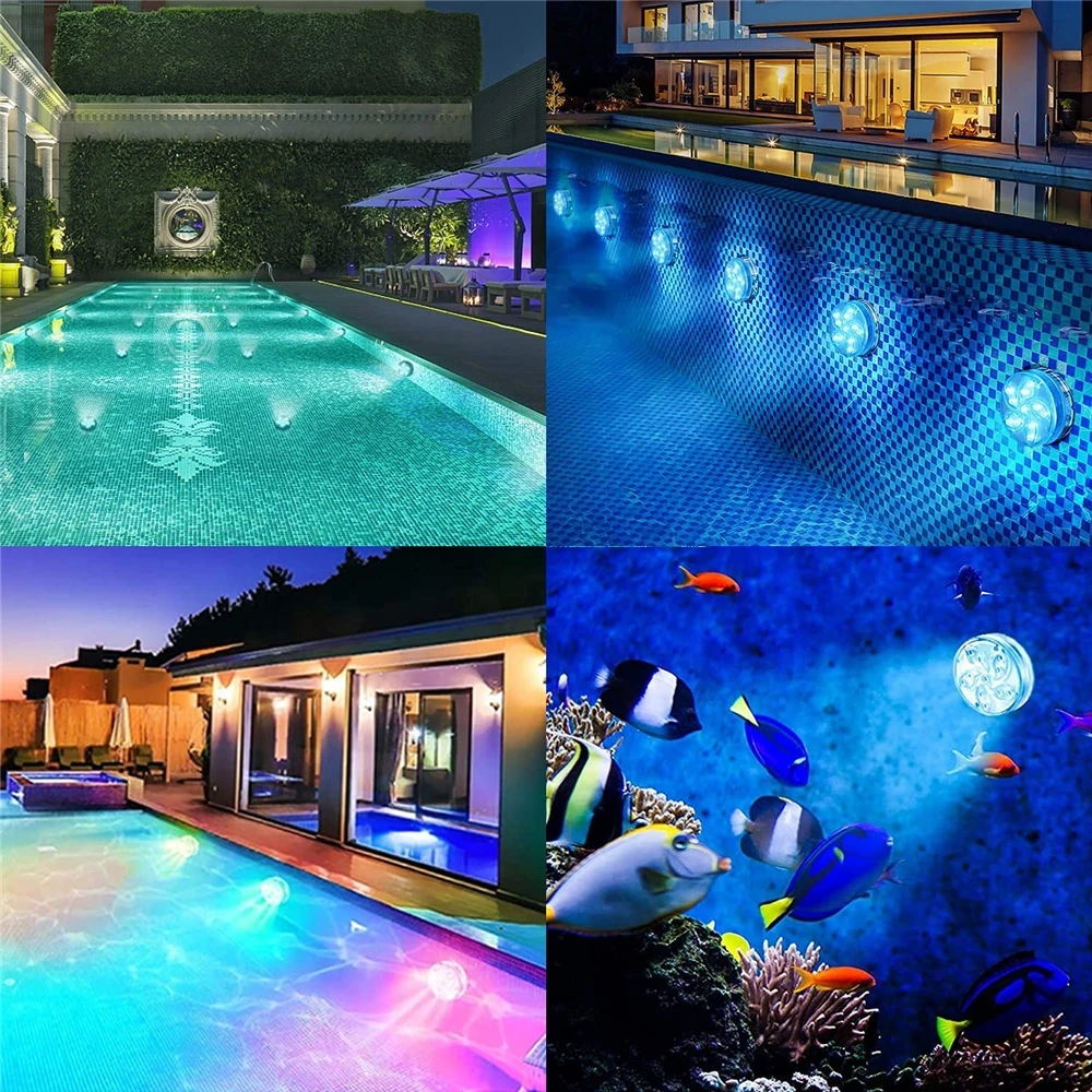 
High power Battery RGB IP68 Waterproof Swimming Underwater Submersible Led pool Light With Remote Control for fishtank bathtub 