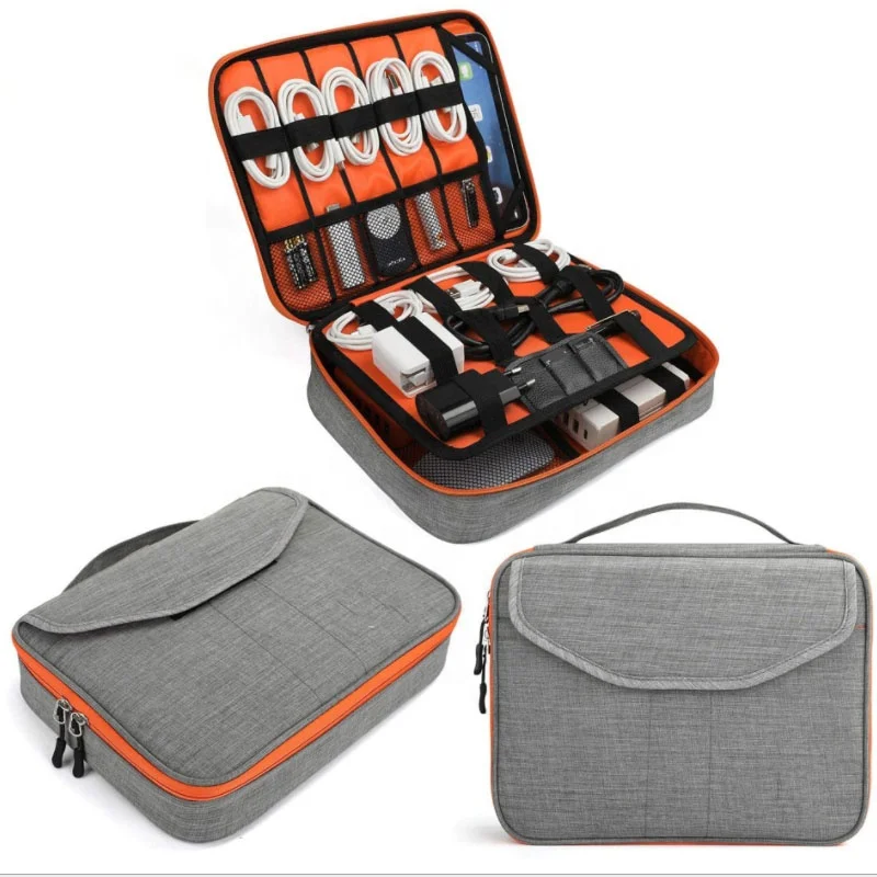 2021 New Three Layer Large Travel Electronic Accessories Thicken Cable Organizer Bag Portable Case for Cables Charger Kindle