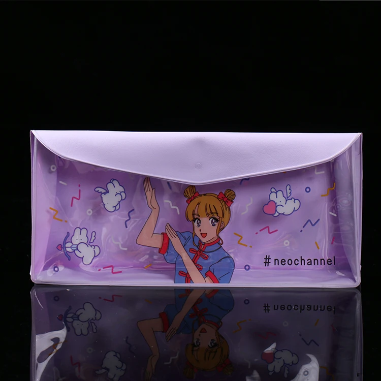 Wholesale promotional custom school clear pvc plastic cartoon pencil pen case pouch bag