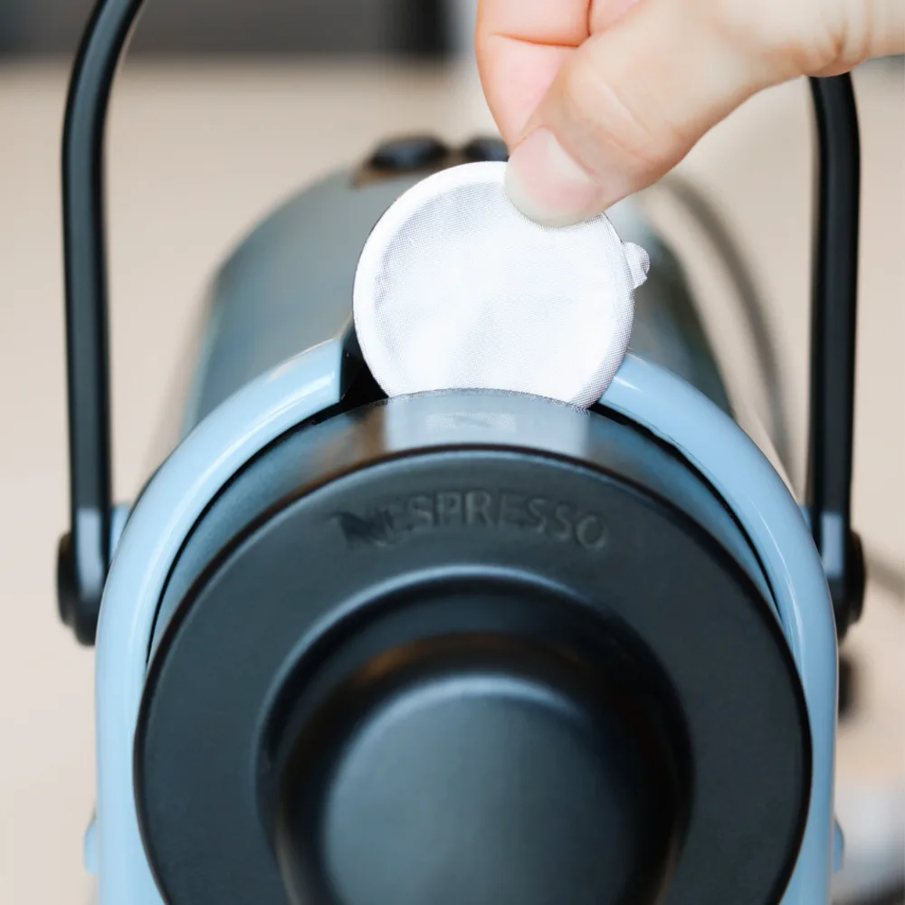 Aluminum Lid for Nespresso Pod Reusable Capsule Maker Vertuo Stainless Steel Coffee Capsules Set - 1 Cup+100 Lids