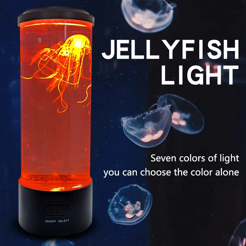 Moon Light Table Bedside Lamp With Aquarium Color Changing Mood Relaxing LED Night Light Desktop Novelty Jellyfish Light