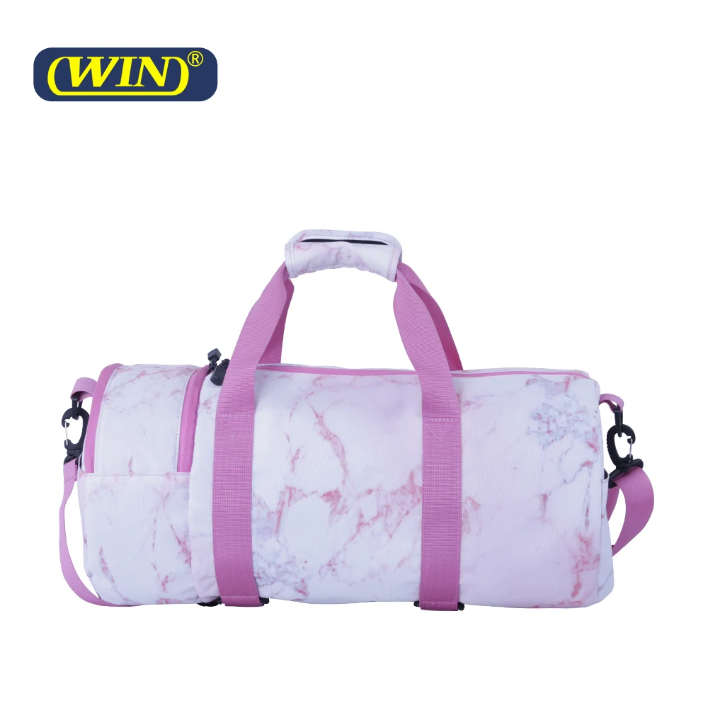 Custom Logo Large Capacity Sport Gym Women Pink Duffle Bag With Shoe Compartment