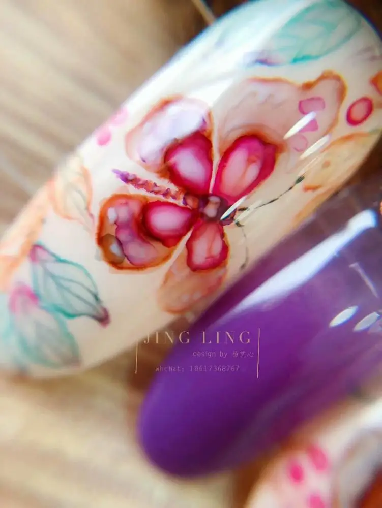 QSHY Custom Logo Private Label Wholesale Nail Art Watercolor Blossom Liquid Painting Blooming Fast Dry Water Based Marble Ink
