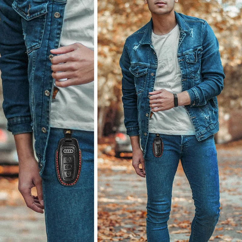 New Design Fashion Soft Genuine Leather Car Key Protection Case