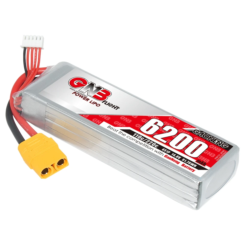 GAONENG GNB 6200mAh 4S 14.8V 110C XT90 RC LiPo Battery 600mm to 700mm Helicopters 800mm Warbirds Align 600 T-Rex 600 FPV Drone