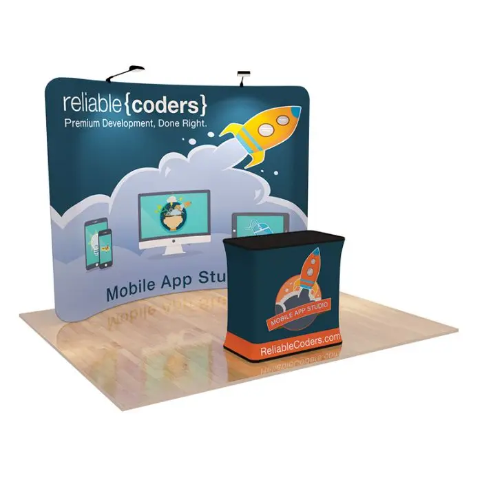 Custom Design 8ft 10ft Tension Fabric Portable Pop Trade Show Display Exhibition Booth Backdrop with Straight Backdrop