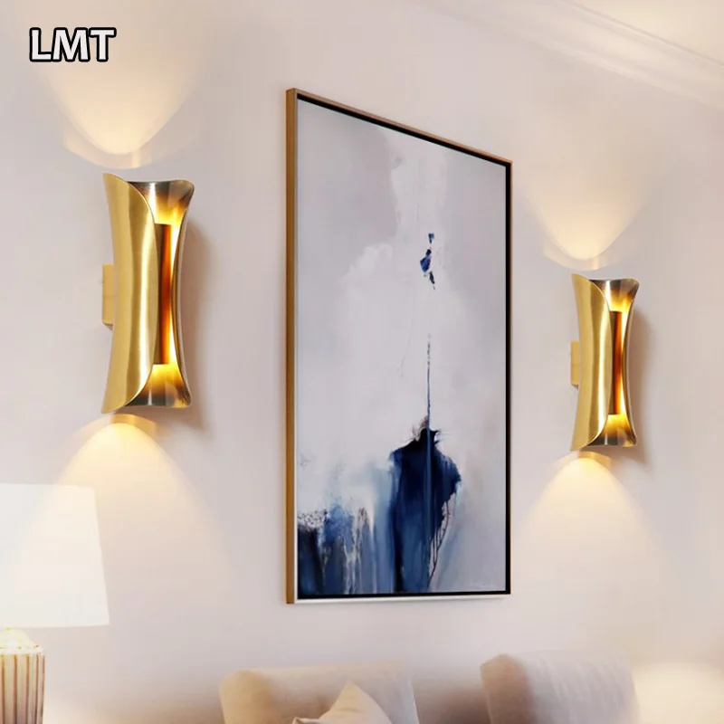 Hotel bedroom bedside small wall light living room restaurant bars indoor home decor modern gold luxury metal wall lamps