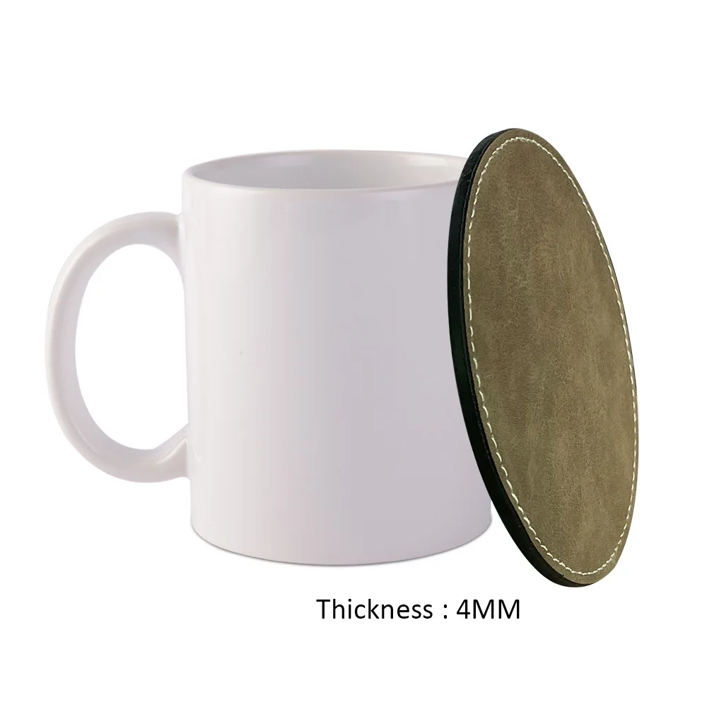 Heat Transfer PU Leather Coffee Tea Cup Coaster Round Square Coaster Sublimation Blank Bowl Placemat Cup Coaster Insulation Mat