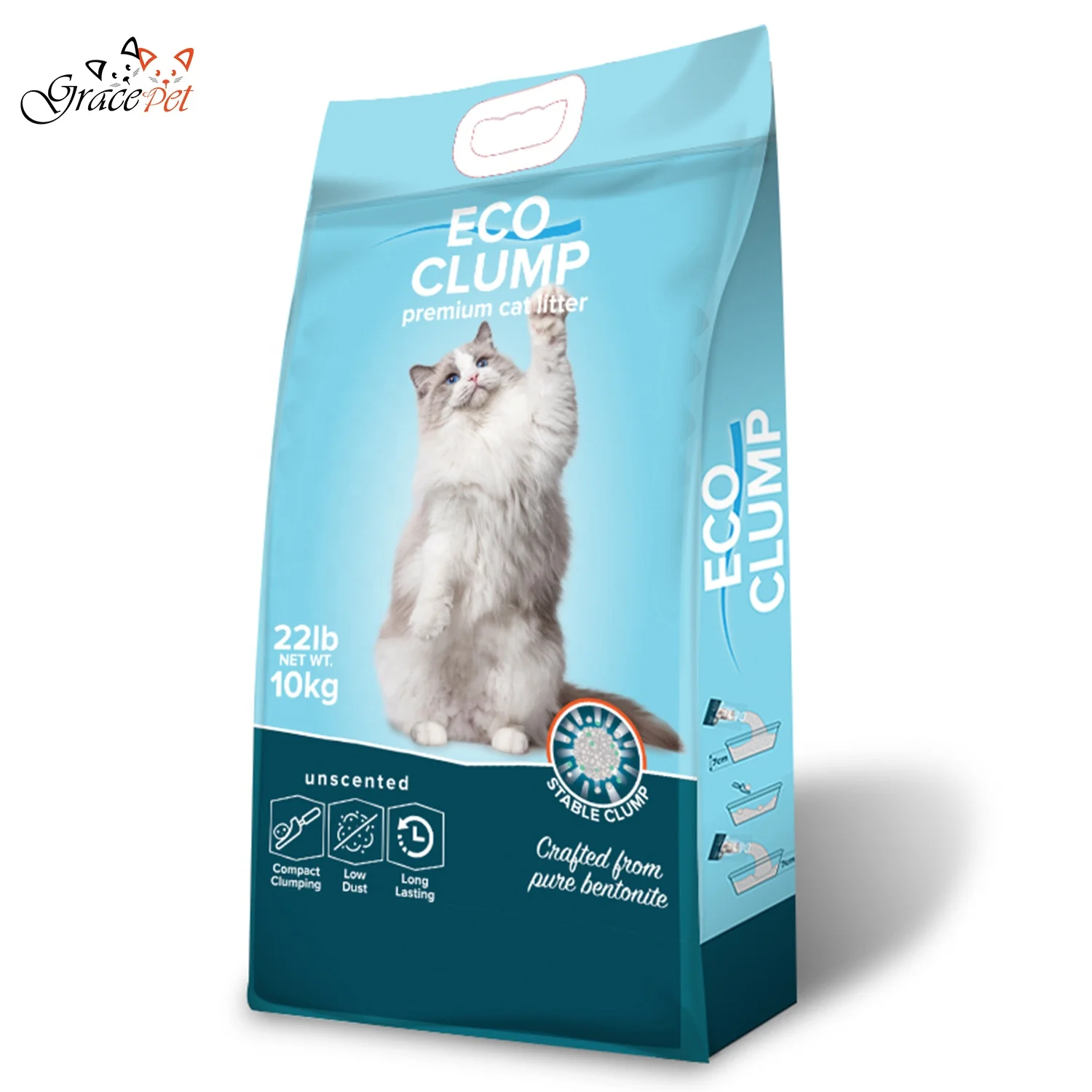 BSCI factory 2023 Sample free Wholesale Charcoal Bentonite Arena de gato eco clump Sodium Cat Litter sand