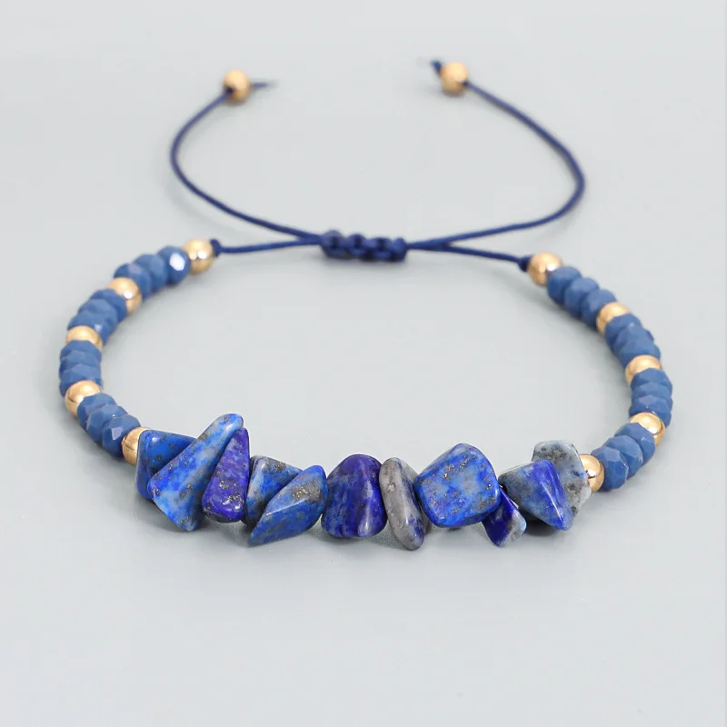 Wholesale Hand Knitting Irregular Natural Stone Crystal Bracelet Gravel Beads Adjustable Bracelet