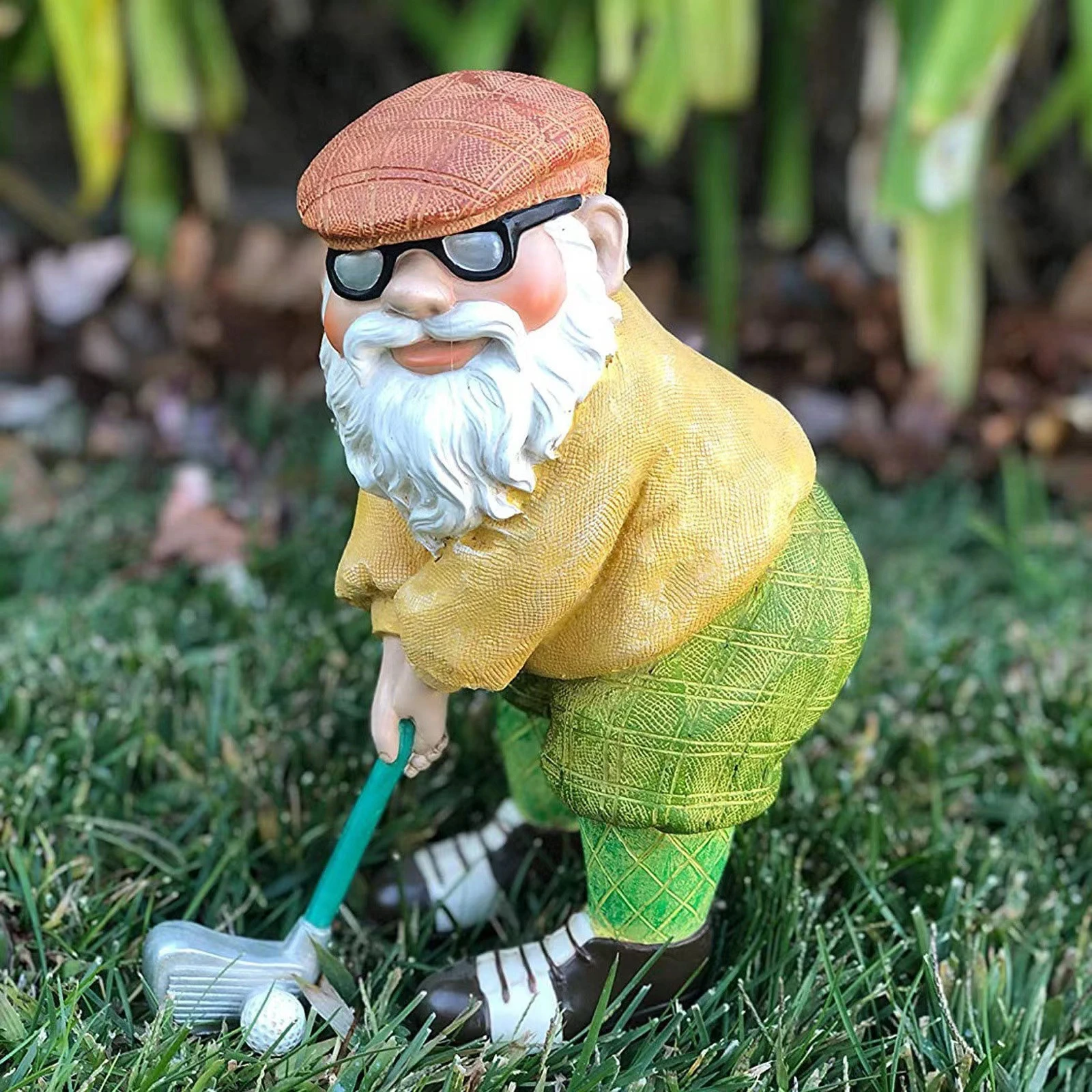 Outdoor Ornament Funny Gnome Statue Resin Golf Gnome Sculpture Dwarf Art Statues Home Decoration Gift